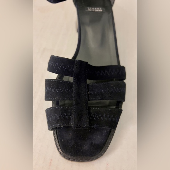 Stuart Weitzman black open toe leather sandals with ankle strap size 9AA - Picture 9 of 12